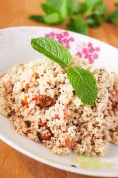 Delicious Tabbouleh with its mint leaf