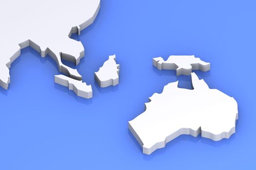 A Colourful 3d Rendered Australia and Japan Map