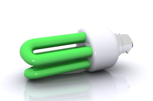 A Colourful 3d Rendered Illustration of a Green Lightbulb