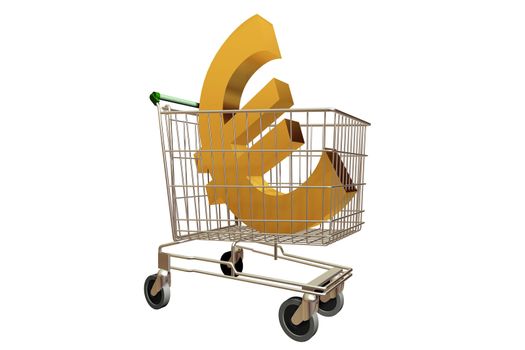 A Colourful 3d Rendered Shopping Trolley Euro Illustration