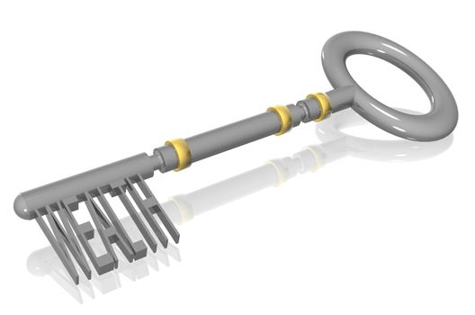 A Colourful 3d Rendered Key to Wealth Illustration