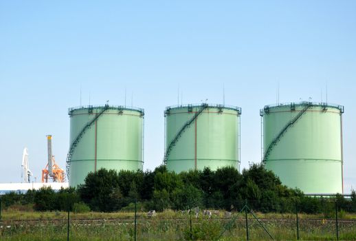 The big fuel tank on a background of the blue sky