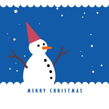 Snowman and the snowing, Christmas greeting card background