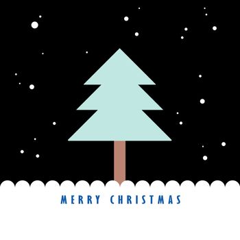 Christmas tree and snow with night sky, Greeting card background