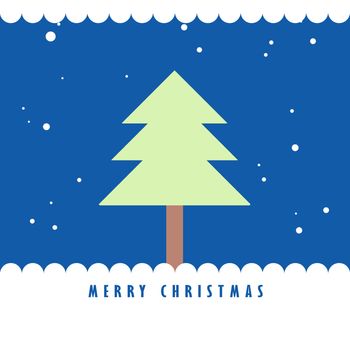 Christmas tree and snow with blue  sky, Greeting card background