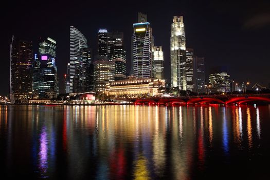 Singapore night view with reflection