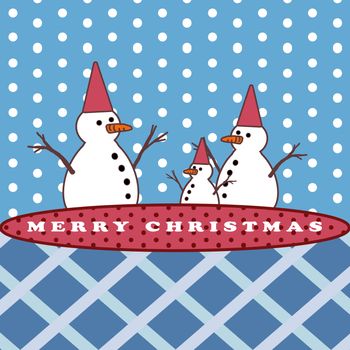 Snowman and the snowing, Christmas greeting card background