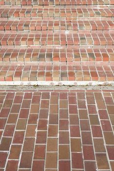 Detail of Red and Brown Brick Steps and Sidewalk