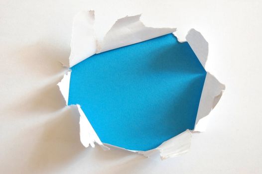 blue hole with copyspace in blank and empty sheet paper