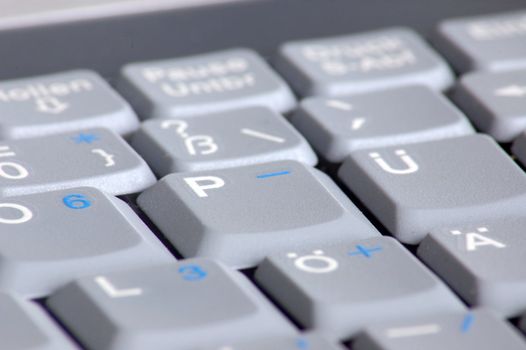 gray keyboard of a business laptop computer