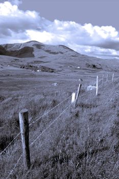 scenic view in kerry ireland of rural homes dotted in the irish countryside