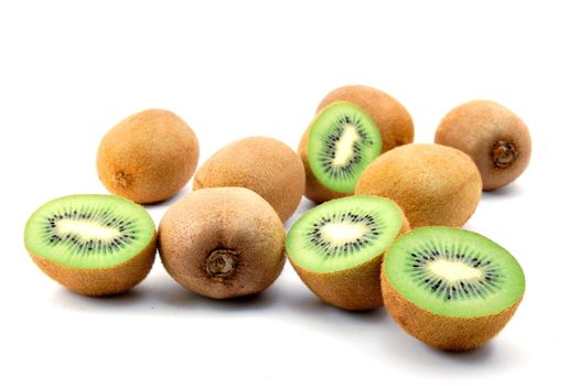 healthy green kiwi fruit isolated on white background