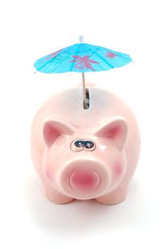 lucky piggy bank and umbrella is saving business money