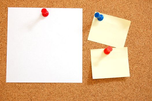 blank and empty sheet paper with pin on bulletin board