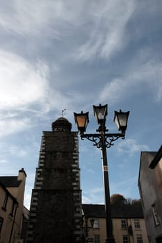 street lamp in the centre of youghal county cork ireland at dusk