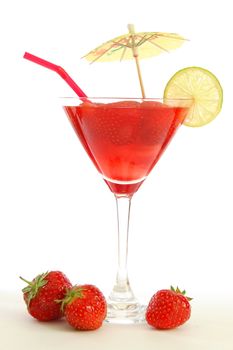 strawberry strawberry juice or cocktail drink on a summer party