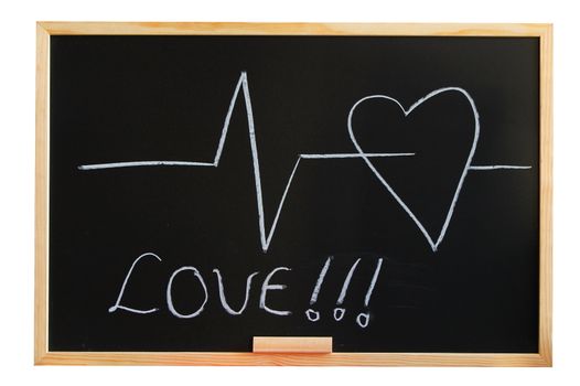 blackboard and heart showing love and medical concept