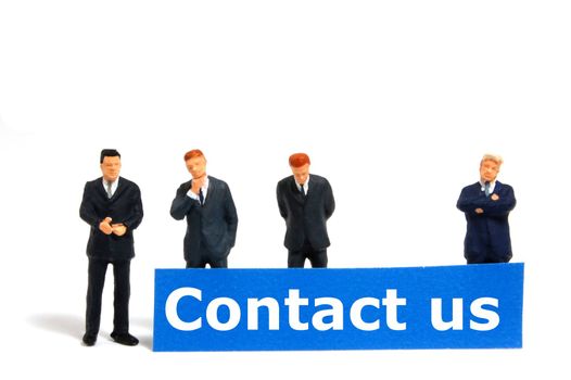 contact us concept with business team isolated on white background