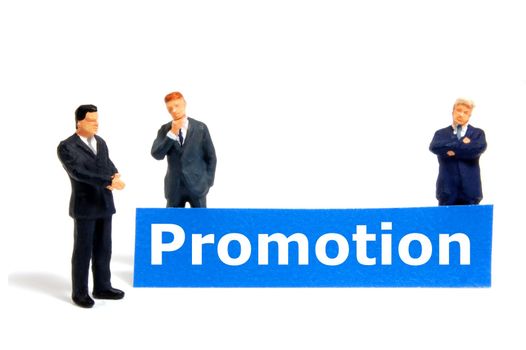 word promotion on board showing job success or sale concept