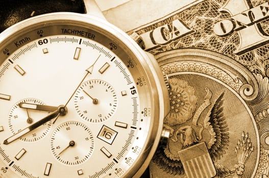 money and watch showing business time concept