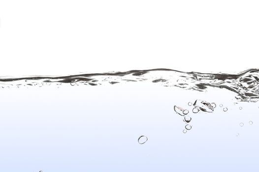 wave of fresh and clear water on white background