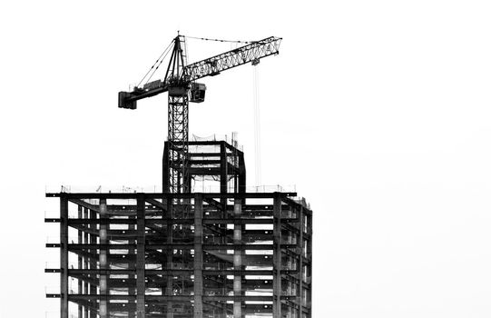 Architecture of building in urban on white background.