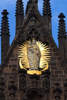 Sculpture of St. Mary's Cathedral in Prague. 