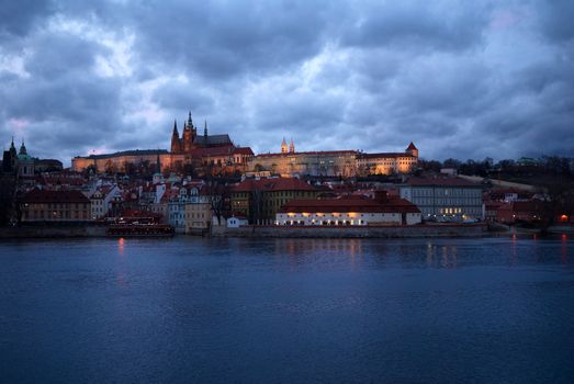 Photo of Prague. View on a old town and St.Vit cathedral. Evening