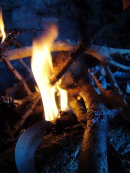 a fresh bonfire has just been lit