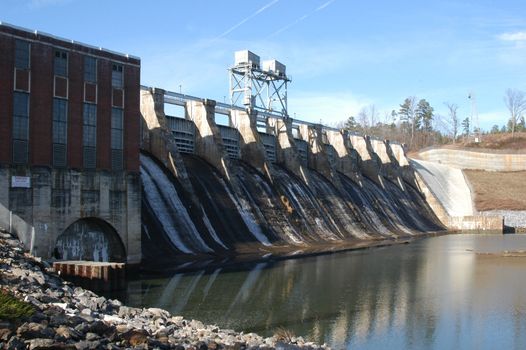 Dam along the river in North Carolina