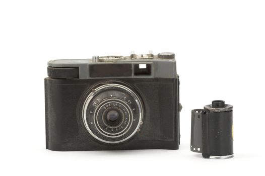 Old camera over white background