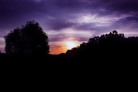 pretty purple sunset in the country