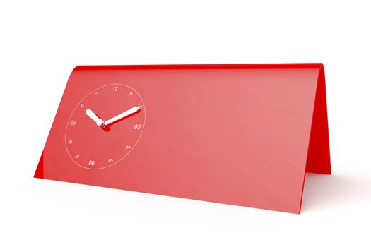 Red mechanical clock with space for advertising