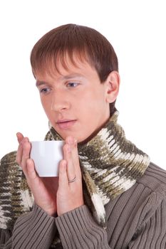 portrait of a young man  on white background