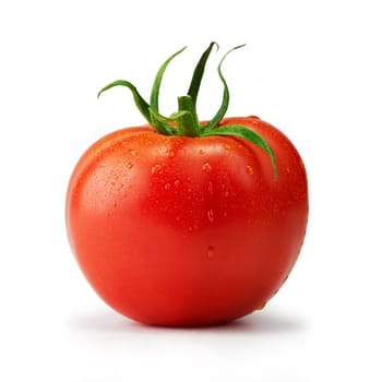 Tomato single with drops. The file includes a clipping path.  Professionally retouched high quality image. 