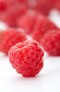 Raspberries. This image is focused on one of them