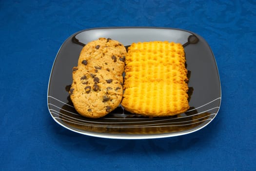 cookies on a Plate on a blue background