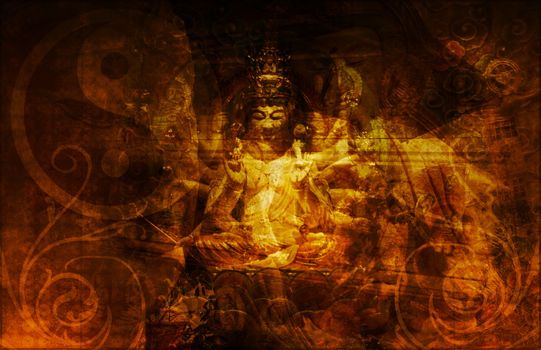 Chinese Temple in China Town Abstract Background