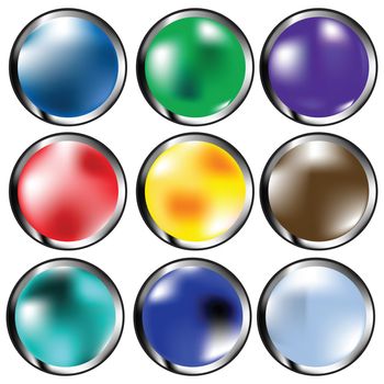 Collection of glossy web buttons in various colors
