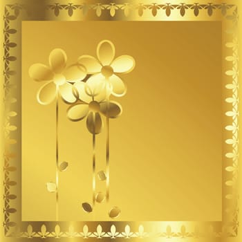 Coputr generated gold frame with stylized flowers