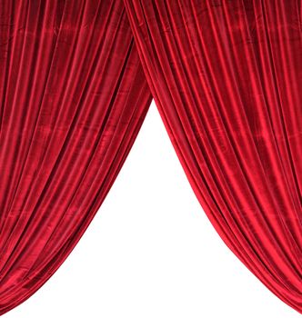 Red curtain isolated in white