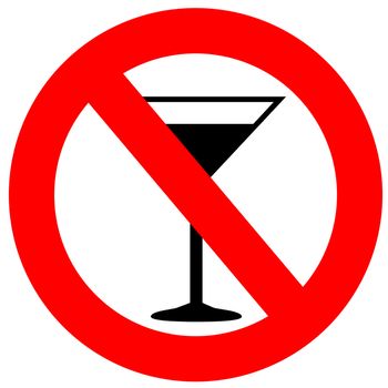 No alcohol sign isolated in white