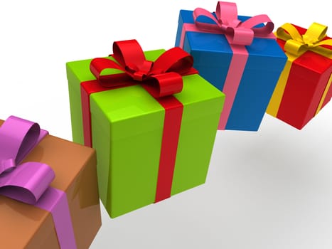 3d gift box present christmas ribbon birthday