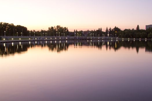 beautiful Wascana lake on a quiet summer night