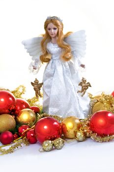 Beautiful Christmas Angel isolated on white background