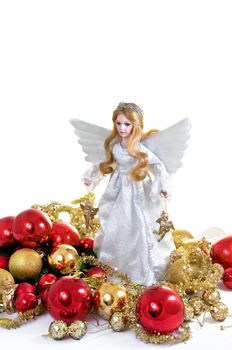 Beautiful Christmas Angel isolated on white background