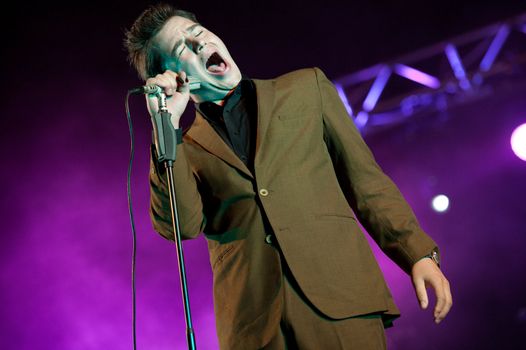 CANARY ISLANDS - JULY 22: Soul singer and guitarist Eli "Paperboy" Reed from All-stone, Massachusetts US, performs onstage during a music festival on July 22, 2011 in Las Palmas, Canary Islands, Spain