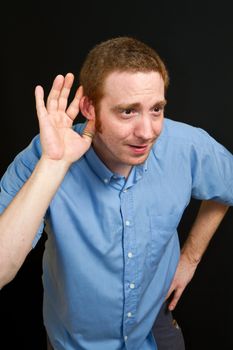 man trying to hearing 