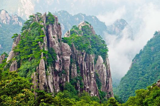 Atop in Yellow sacred mountains Huangshan in China