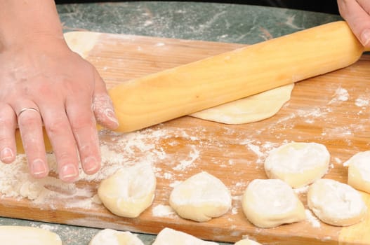 Preparation of the dough for a baking of rolls